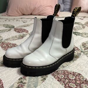 Doc Marten white platform Chelsea boots